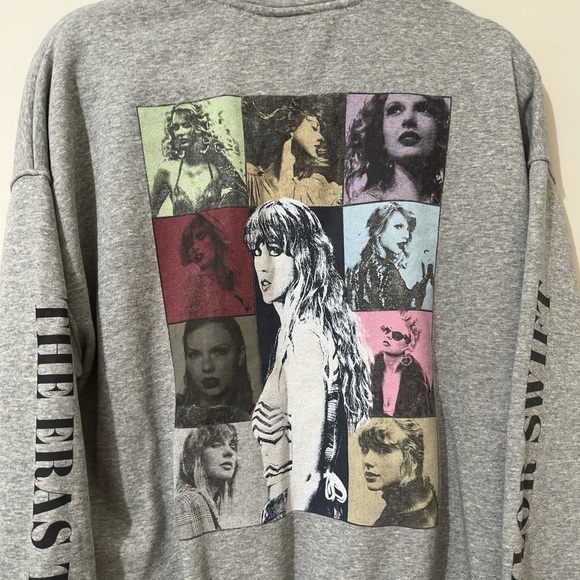 Taylor Swift The Eras Tour Concert Gray Quarter Zip Cotton Sweatshirt - Picture 3 of 10